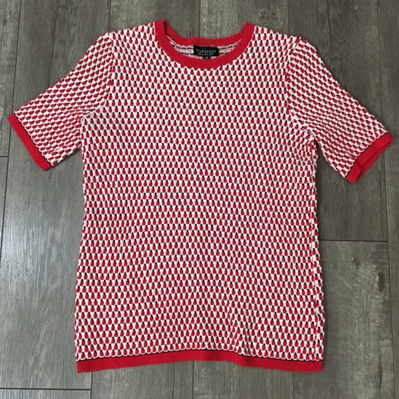Topshop Sweaters - Topshop red white & black short sleeve sweater 4